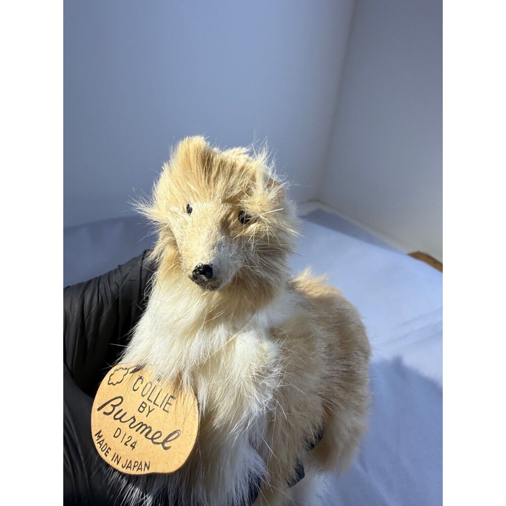 RARE Collie By Burmel D124 Vintage Handcrafted Fur Figurine Made In Japan Antiqu